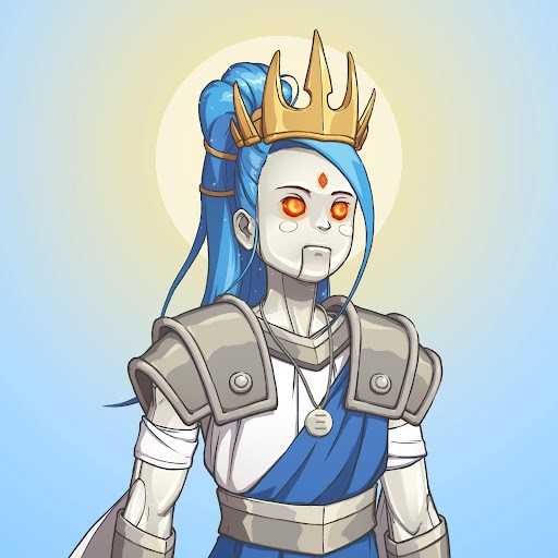 An Idols NFT featuring ice hair and fire eyes.